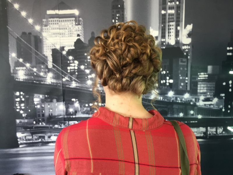 Loosely pinned updo all up