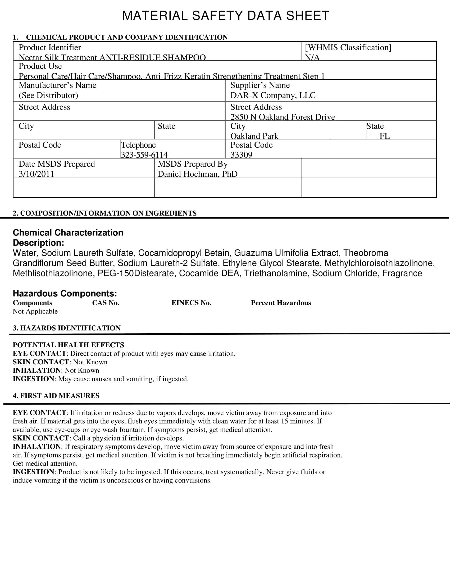 our safety data sheets brazilian silk chemical safety data sheet
