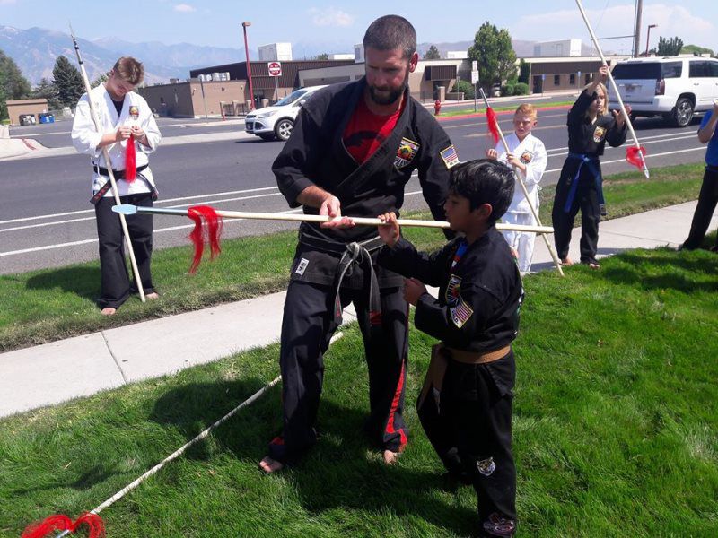 karate instructor with spear