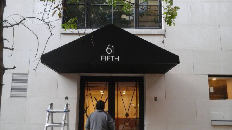 Mineola Awnings Signs
Entrance awning by Mineola Signs and Awnings in Mineola, New York
A sleek entrance awning by Mineola Signs and Awnings in Mineola, New York. This awning adds a professional touch to your business entrance, offering shade and pro